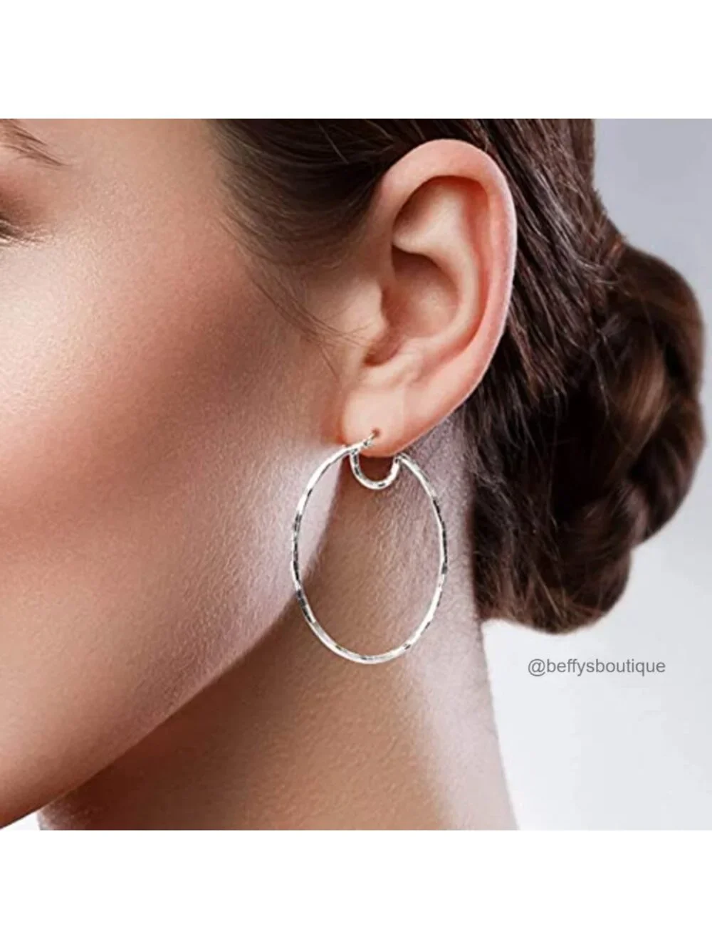 925 Sterling Silver Oversized Hoop Earrings 2 Inch Lightweight Handmade